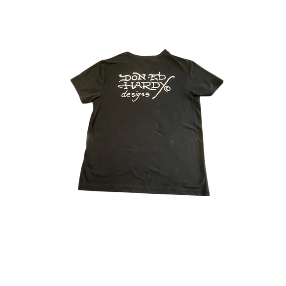 Ed Hardy Tiger Face Men’s Medium Black T-Shirt Short Sleeve - Picture 2 of 4